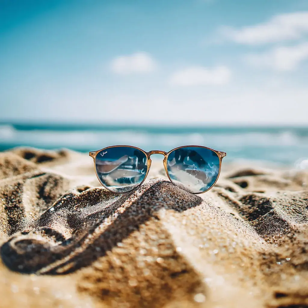 glasses on a beach